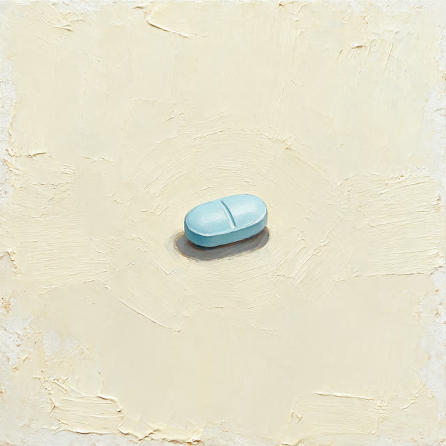 A small pale blue pill